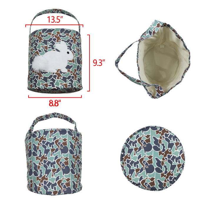 Embroidery Rabbits Baby Kids Southern Green Camo Easter Bucket Bag