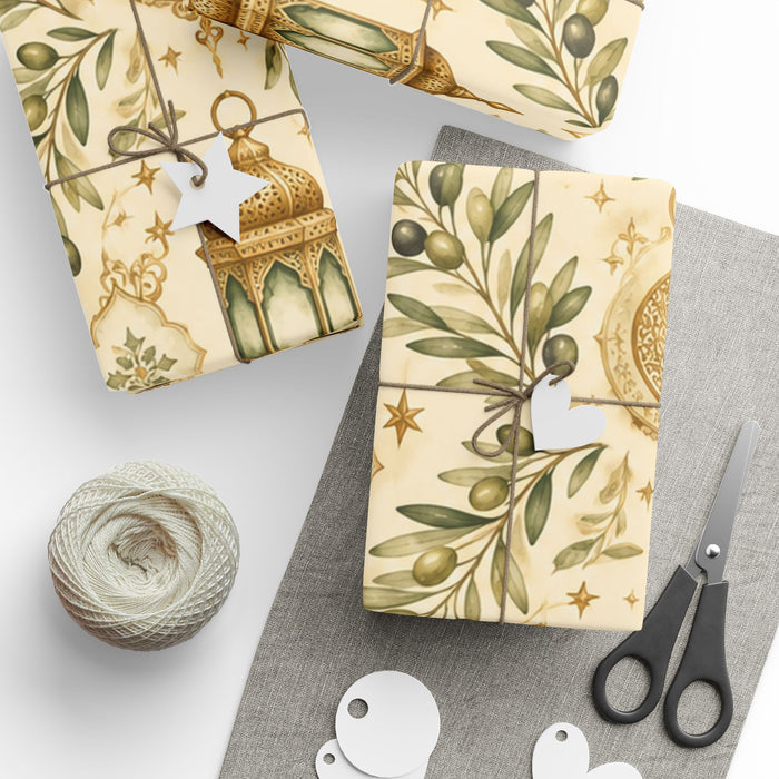 Floral Paisley Gold Wrapping Paper Roll — Vintage Botanical Gift Wrap