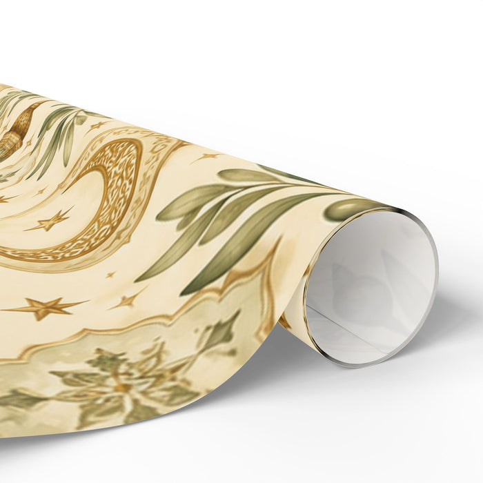 Floral Paisley Gold Wrapping Paper Roll — Vintage Botanical Gift Wrap