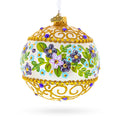 Flowers Swirl Glass Ball Christmas Ornament 4 Inches