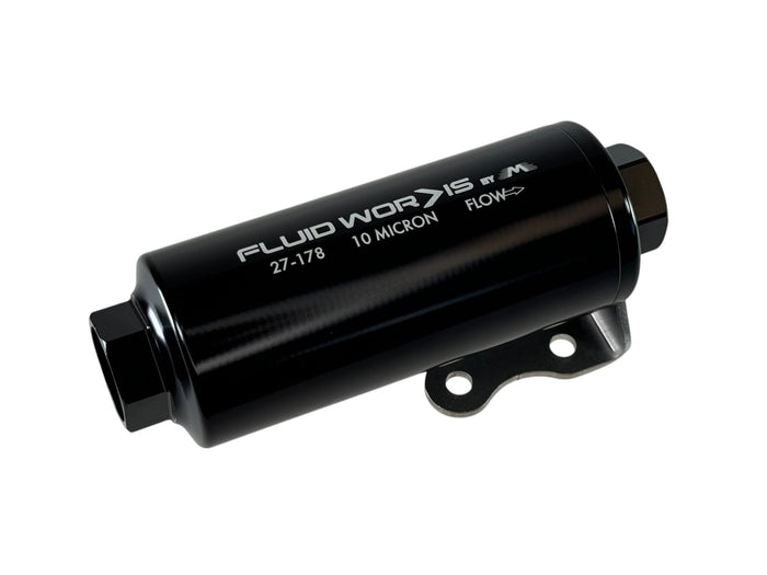 Fluidworks 6GPM Compact 10ORB Post Fuel Filter w/ Mount (10 Micron) - Motion Raceworks