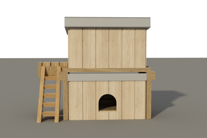 Free Dog House Plans DIY Medium Size Wooden Two Story Pet Kennel Home Shelter Outdoor
