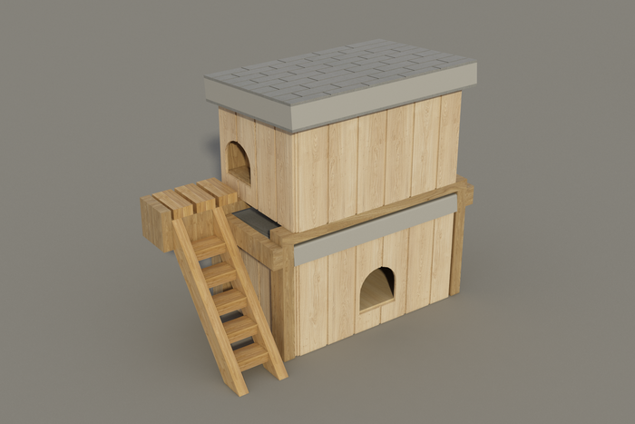 Free Dog House Plans DIY Medium Size Wooden Two Story Pet Kennel Home Shelter Outdoor