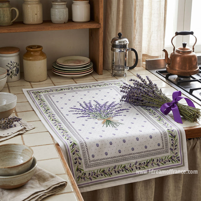 French kitchen towel - Printed cotton - Lauris natural | Tissus Toselli