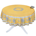 French Provencal tablecloth - Acrylic coated cotton, Spill-proof - 70" Round - Valensole yellow | Label France