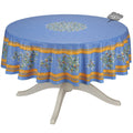 French Provencal tablecloth - Cotton, natural or acrylic-coated - 70" round - Clos des Oliviers blue | Label France