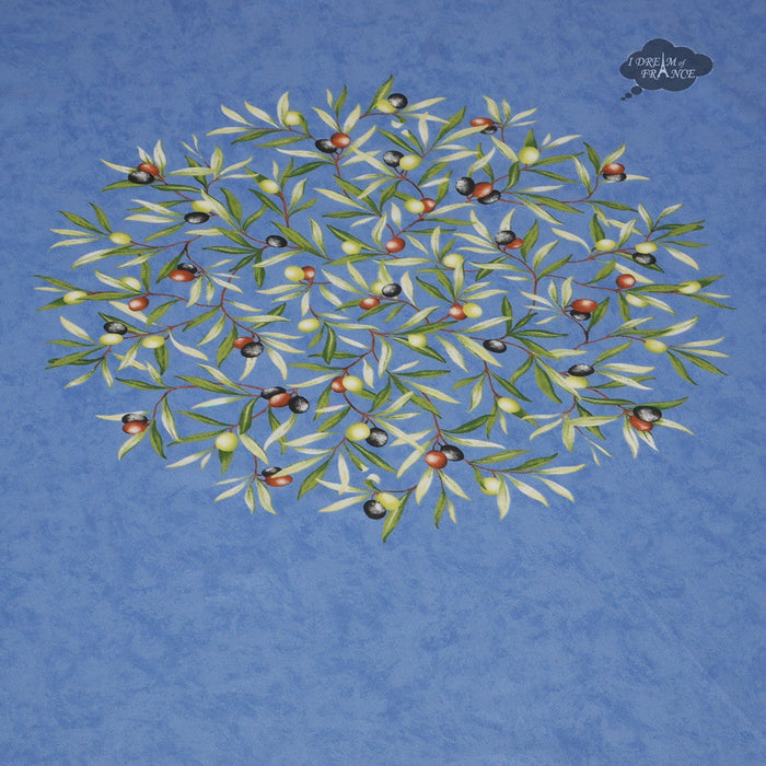 French Provencal tablecloth - Cotton, natural or acrylic-coated - 70" round - Clos des Oliviers blue | Label France