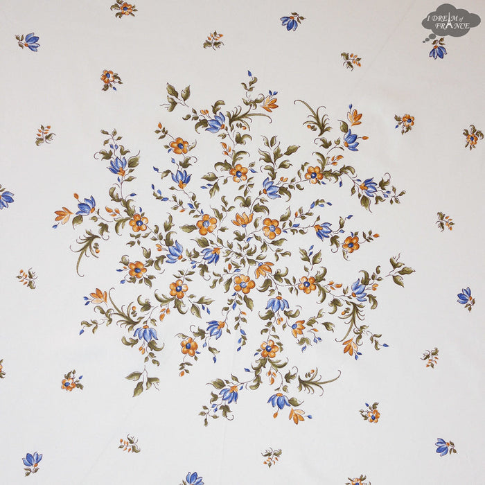 French Provencal tablecloth - Cotton, natural or acrylic-coated - 70" round - Moustiers blue | Tissus Toselli