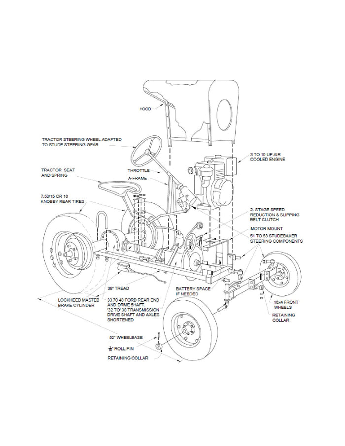 Garden Tractor DIY Plans - Homemade Lawn Mower Outdoor Power Equip Build Your Own