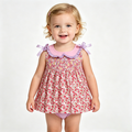GBO0507 Small Flowers Doll Collar Top Purple Shorts Baby Girls Summer Bummie Set