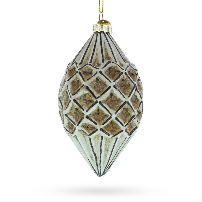 Geometric Vintage-Style Rhombus Finial Glass Christmas Ornament