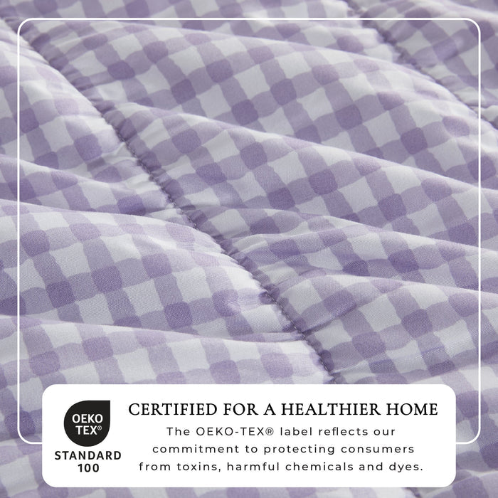 Gingham Printed Quilt Set - Lavender Cottage Collection