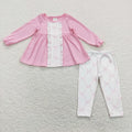 Girls Bows Flowers Tunic Leggings Pant Ruffle Sleeves Outfit