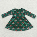 GLD0272 Hat Print Sequin Girls Christmas Knee Length Dress