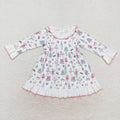 GLD0544 Nutcracke* Soldier Print Girls Christmas Knee Length Ruffle Dress