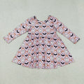 GLD1232 Ghost Bat Bows Girls Halloween Knee Length Dress