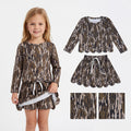 GLD1615 Camo Long Sleeve Top Skort Girls Scallop Clothes Set