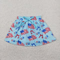 GLK0050 Flag Bows USA Print Girls 4th of July Bottom Skort