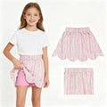 GLK0238 Small Flowers Pink Print Girls Bottom Scallop Skort