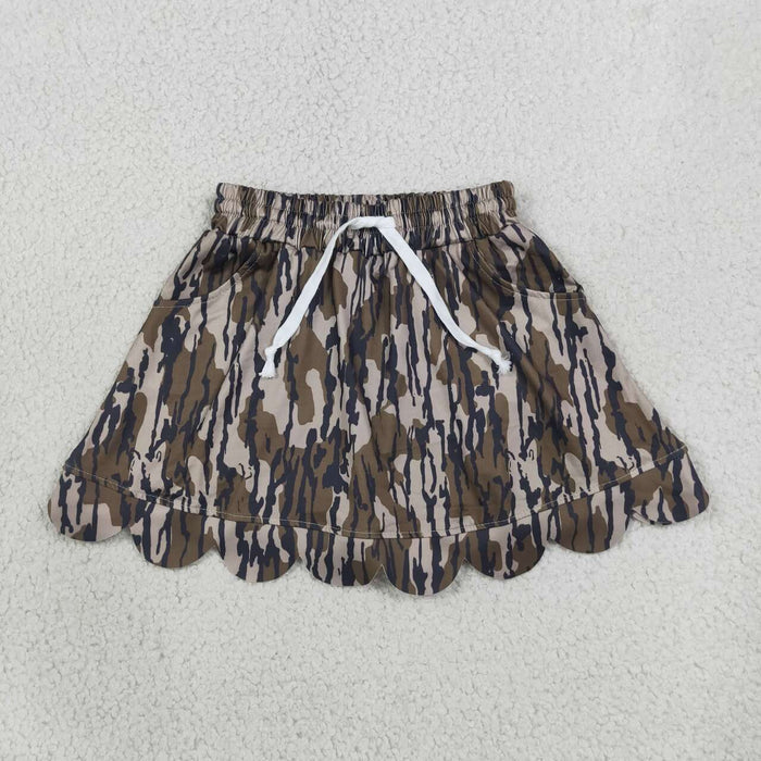 GLK0298 Camo Baby Girls Scallop Bottom Skort With Pocket
