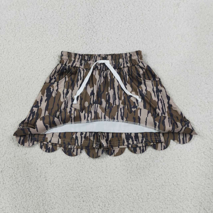 GLK0298 Camo Baby Girls Scallop Bottom Skort With Pocket
