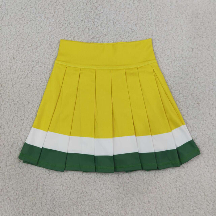 GLK0318 Teams Yellow White Green Active Skirts Girls Summer Pleated Yoga Skort