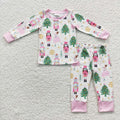 GLP0558 Nutcracke* Soldier Pink Print Girls Christmas Pajamas Clothes Set