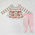 GLP1232 Pumpkin Flowers Pockets Tunic Top Dots Pants Girls Fall Clothes Set