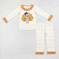 GLP1603  Turkey Top Dots Pants Girls Thanksgiving Pajamas Clothes Set