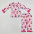 GLP1653 Colorful Pumpkin Long Sleeve Pants Girls Halloween Pajamas Clothes Set