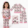 GLP3350 Pumpkin Bows Leopard Pink Girls Fall Pajamas Clothes Set