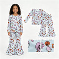 GLP3401 Goose Flowers Pumpkin Bell Pants Girls Halloween Clothes Set