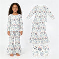 GLP3403 Pumpkin Bows Print Bell Pants Girls Fall Clothes Set