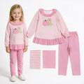 GLP3480 Pumpkin Dog Embroidery Stripes Ruffle Top Pink Legging Pants Girls Fall Clothes Set