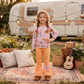 GLP3536 Skull Flowers Bows Top Orange Bell Pants Girls Halloween Clothes Set
