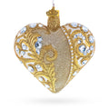 Gold Jeweled Baroque Heart Glass Christmas Ornament