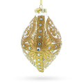 Gold Scroll with Jewel Accents Rhombus Finial Glass Christmas Ornament