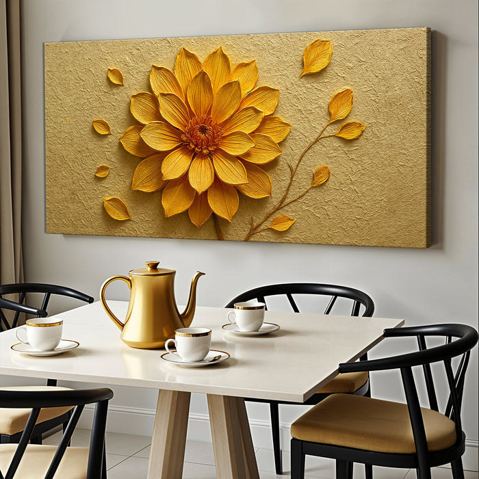 Golden Dandelion Minimalist Abstract Wall Art IV