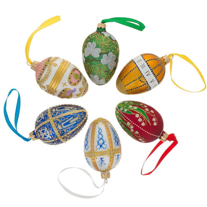 Green Geometric Ukrainian Egg Glass Christmas Ornament 4 Inches