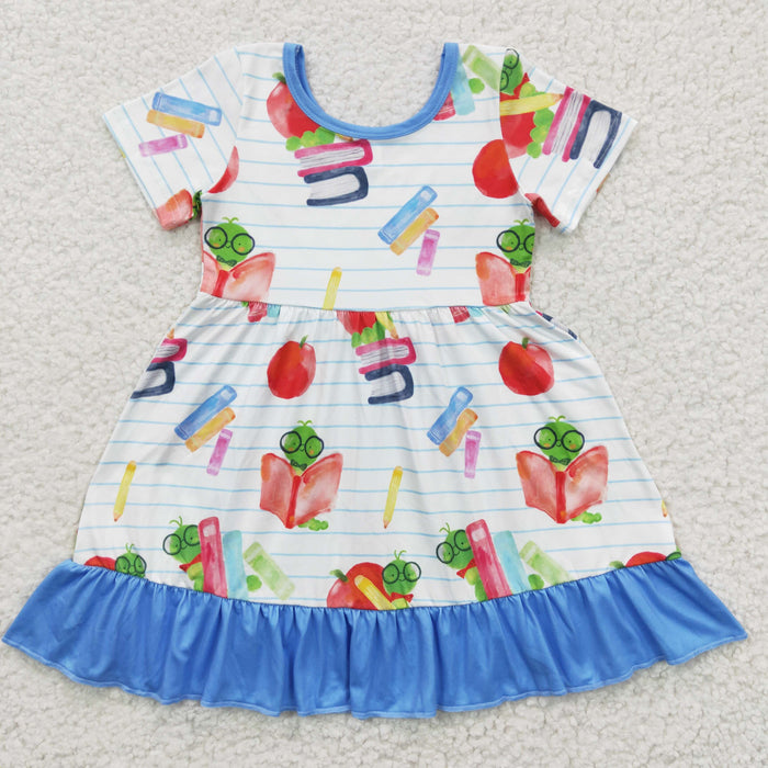 GSD0333 Book Pen Apple Girls Back to School Dress