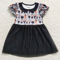 GSD0397 Characters Print Girls Halloween Knee Length Tulle Dress