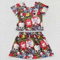 GSD0425 Characters Print Girls Halloween Skirts Clothes Set