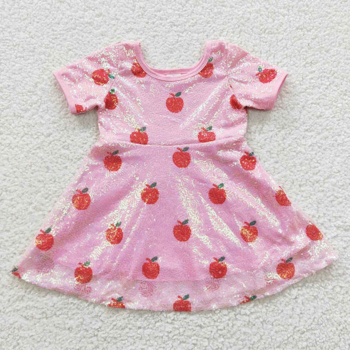 GSD0437 Apple Sequin Pink Girls Back to School Dress