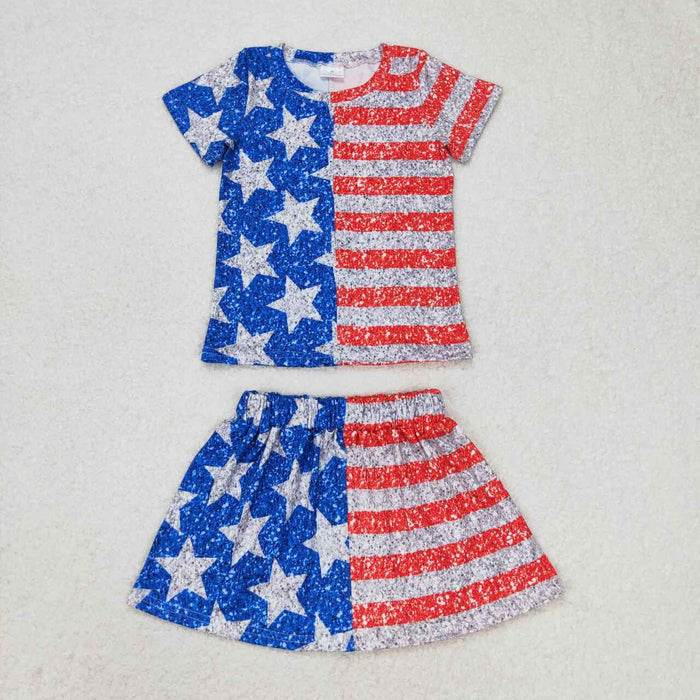 GSD1263 Stripes Stars Baby Girls 4th of July Skirts Outfits