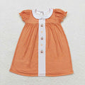 GSD1337 Pumpkin Candy Embroidery Checkered Girls Halloween Knee Length Dress