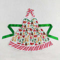 GSD1344 Gingerbread Holly Print Girls Christmas Knee Length Halter Dress