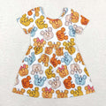 GSD1367 Colorful Cartoon Mouse Pumpkin Girls Halloween Knee Length Dress