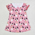 GSD1400 Ghost Pumpkin Stars Pink Girls Halloween Doll Collar Dress