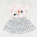 GSD1407 Ghost Pink Top Dots Skirts Girls Halloween Clothes Set