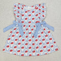 GSD1641 Flag Bows Girls 4th of July Knee Length Dress